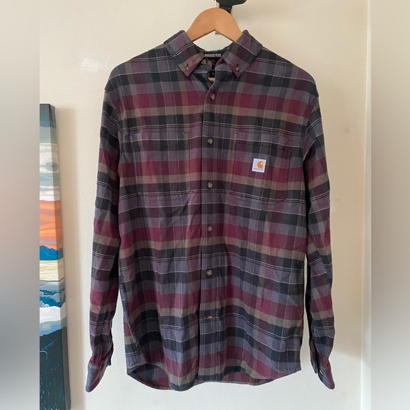 Carhartt Men's Rugged Flex Fitted Midweight Flannel Long-Sleeve - Men’s Small - Picture 3 of 10